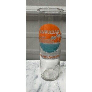 Hawaiian Soda Sip Into Paradise Tall Clear Drinking Glass Palm Tree